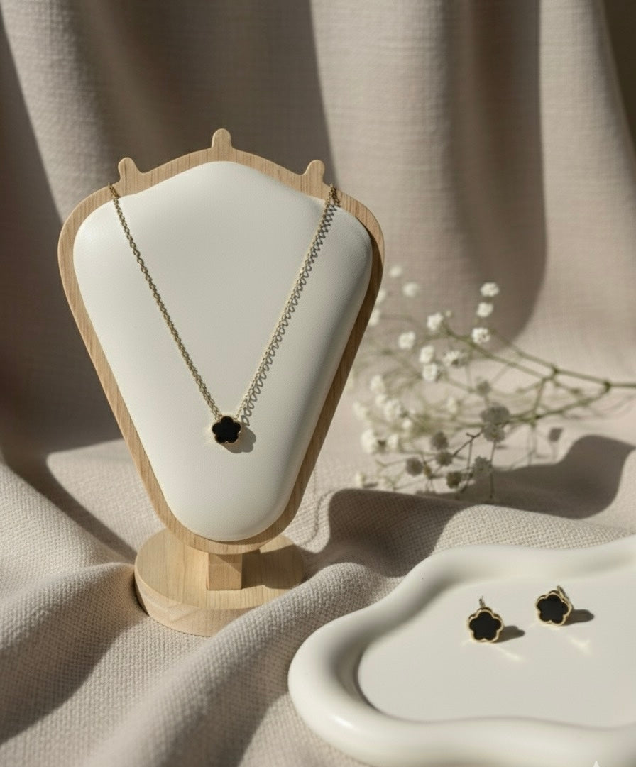 3pcs Minimalist Clover Necklace & Earrings Set