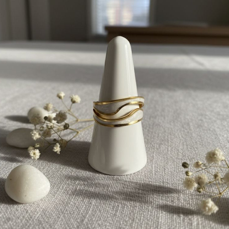 White Oil Drop Positive & Love Ring Set Combo