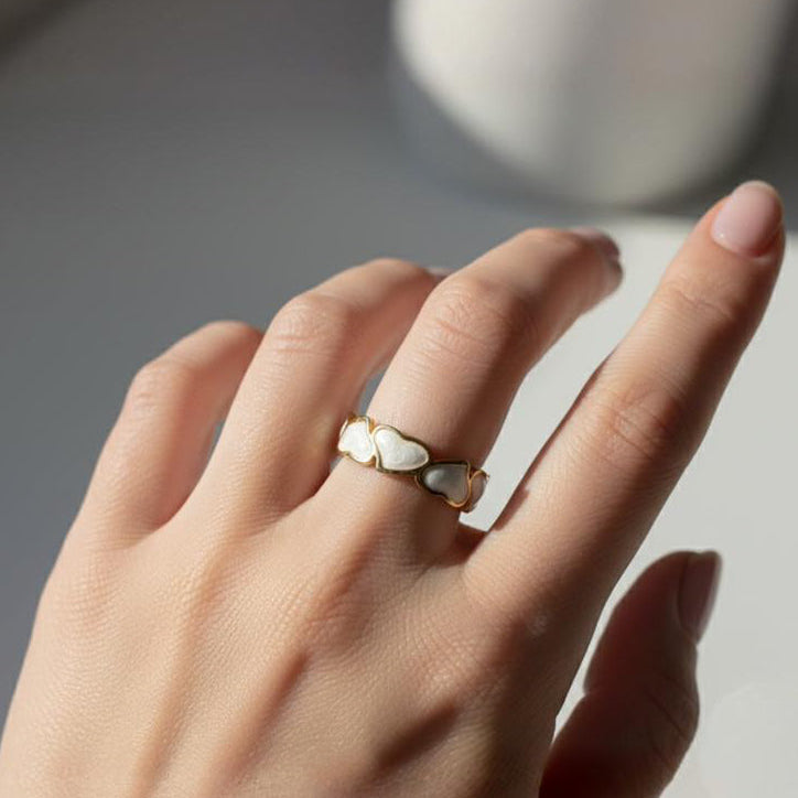 White Oil Drop Positive & Love Ring Set Combo